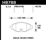 Hawk 15-17 VW Golf / Audi A3/A3 Quattro Performance Ceramic Street Front Brake Pads - HB788Z.745