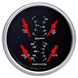 Autometer Designer Black 3-3/8in Quad Gauge - Fuel Level/Oil Pressure/Water Temperature/Voltmeter - 1412