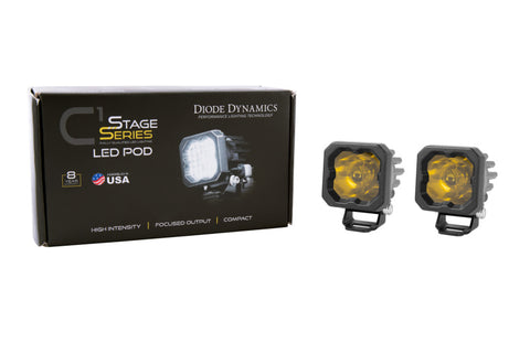 Diode Dynamics Stage Series C1 LED Pod Pro - Yellow Wide Standard ABL (Pair) - DD6458P