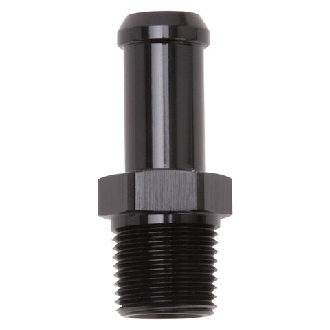 Edelbrock Hose End Straight 3/8In NPT to 1/2In Barb Black Anodize - 8114