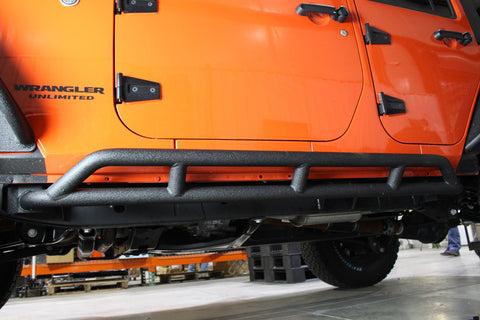 Fishbone Offroad 07-18 Jeep JK 2 Door Wrangler JK Steel Rock Sliders - Blk Textured Powdercoat - FB23008