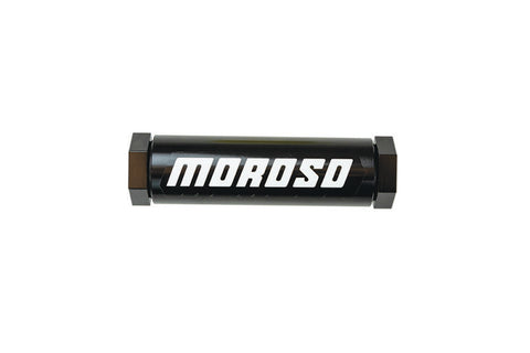 Moroso In-Line Fuel Filter - 5-1/8in - 3/8in NPT - 40 Micron SS Filter - Aluminum - 65231