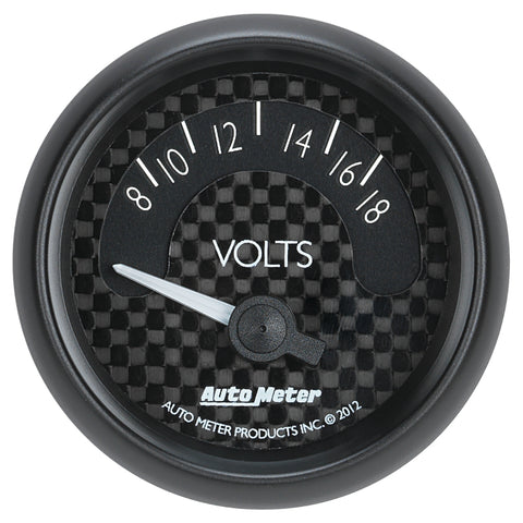 Autometer GT Series 52mm Short Sweep Electronic 8-18 Volts Voltmeter - 8092