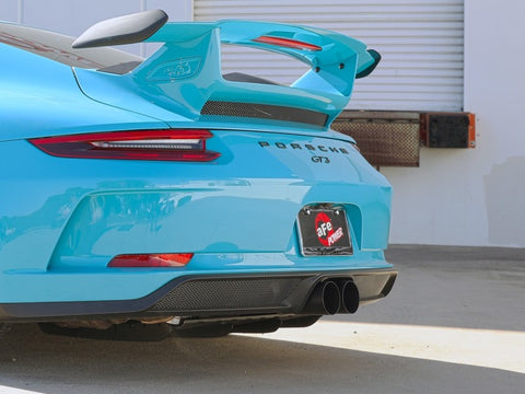 afe 14-16 Porsche 911 GT3 991.1 H6 3.8L MACH Force-Xp 304 SS Cat-Back Exhaust System w/ Black Tips - 49-36450-B