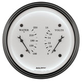 AutoMeter Gauge Dual Wtmp & Volt 3-3/8in. 250 Deg. F & 18V Elec Old Tyme White - 1630