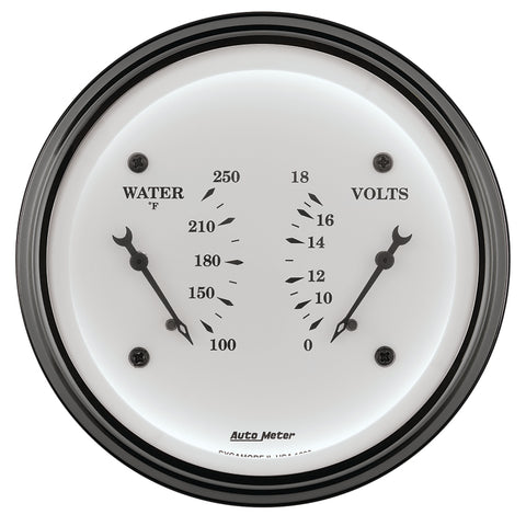 AutoMeter Gauge Dual Wtmp & Volt 3-3/8in. 250 Deg. F & 18V Elec Old Tyme White - 1630