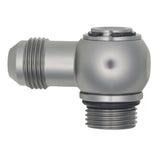 DeatschWerks 8AN ORB Male to 8AN Male Flare Low Profile 90-Degree Swivel - Anodized DW Titanium - 6-02-0416