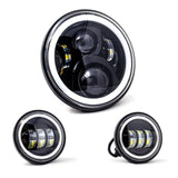 Letric Lighting 7in Full-Halo Black LED Headlight with (2) 4.5in Full-Halo Black Passing Lamps - LLC-LHK-7BH