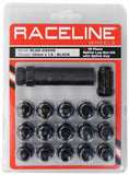 Raceline Spline Lug Nut Kit with Spline Key 12 x 1.5 - 16 Pack - Black - RLUG-CS20B