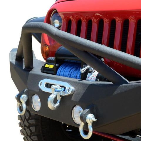 DV8 Offroad 07-18 Jeep Wrangler JK/JL FS-10 Full Length Steel Front Bumper w/ Skid Plate - FBSHTB-10
