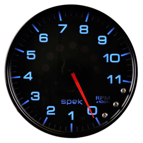 Autometer Spek-Pro Gauge Tachometer 5in 11K Rpm W/Shift Light & Peak Mem Black/Black - P23932
