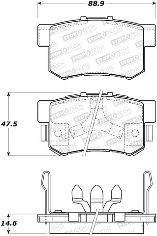 StopTech 05-16 Honda CR-V Street Rear Brake Pads - 308.10860