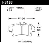 Hawk 1999-2004 Ford Mustang Base 3.8 HPS 5.0 Rear Brake Pads - HB183B.660