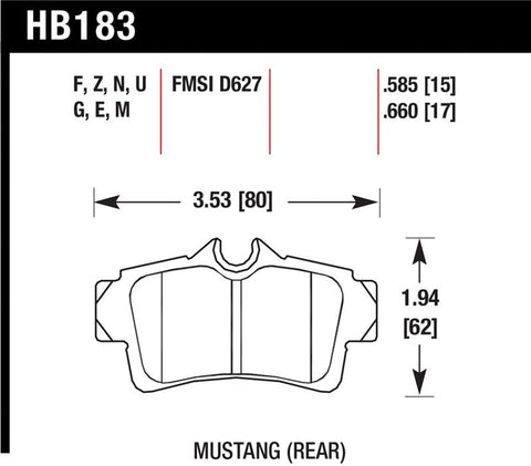 Hawk 1999-2004 Ford Mustang Base 3.8 HPS 5.0 Rear Brake Pads - HB183B.660
