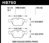 Hawk 13-14 BMW 528i / 528i xDrive HPS Front Brake Pads - HB750F.720