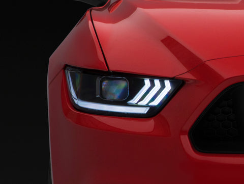 Raxiom 15-17 Ford Mustang Projector Headlights OEM HID Bulbs- Black Housing (Clear Lens) - 407055