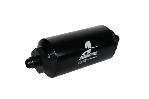 Aeromotive In-Line Filter - (AN-6 Male) 10 Micron Fabric Element Bright Dip Black Finish - 12347