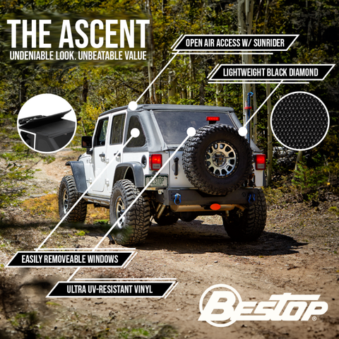 Bestop 07-18 Jeep Wrangler JK 4-Door Ascent (Black Diamond) - 56825-35