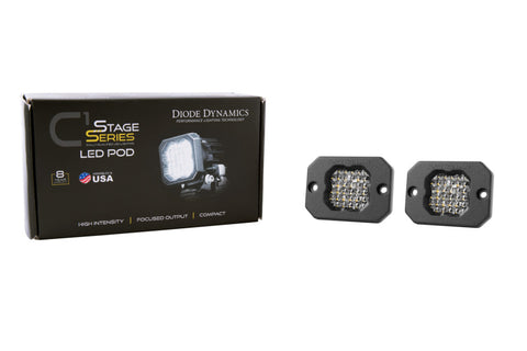 Diode Dynamics Stage Series C1 LED Pod Pro - White Flood Flush WBL (Pair) - DD6474P