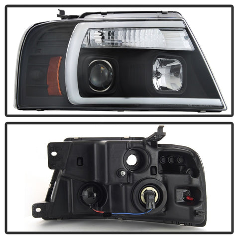 Spyder 04-08 Ford F-150 Projector Headlights - Light Bar DRL - Black PRO-YD-FF15004V2-LB-BK - 5084484