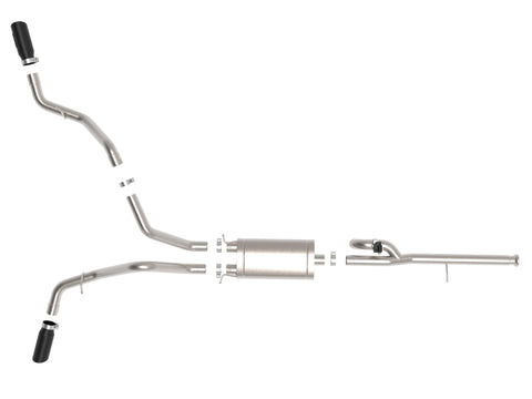 aFe Gemini XV 3in 304 SS Cat-Back Exhaust w/ Cutout 14-19 GM Trucks 4.3L/5.3L w/ Black Tips - 49-34132-B