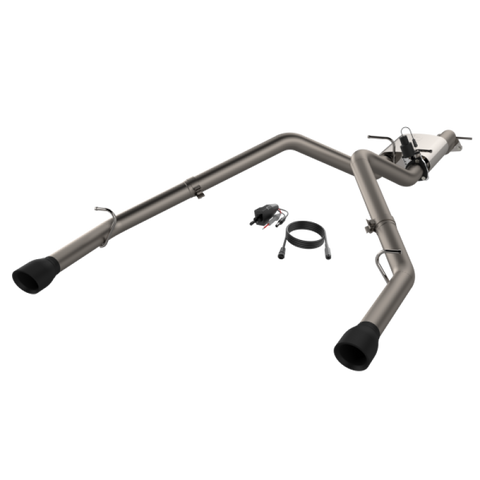 QTP 19-20 Ram 1500 304SS Screamer Cat-Back Exhaust Rear Split Exit w/4.5in Black Tips - 420019B