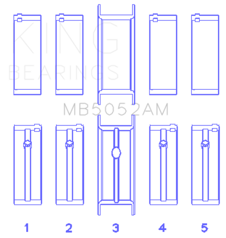 King Chrysler/Mitsubishi 122ci 2.0L (Size 0.25) Main Bearing Set - MB5052AM0.25