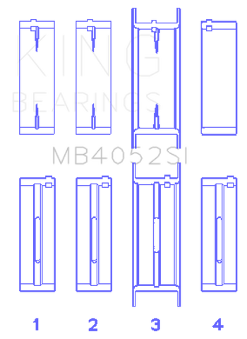 King Engine Bearings Ford 232 (3.8L) (Size +0.25mm) Main Bearing Set - MB4052SI0.25