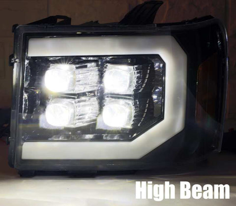 AlphaRex 07-13 GMC 1500HD NOVA LED Proj Headlights Plank - Jet Black w/Activ Light/Seq Signal/DRL - 880608