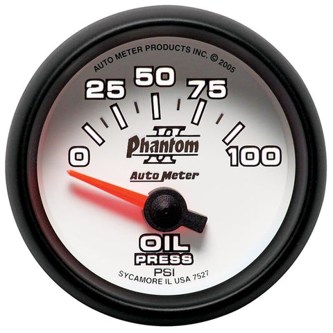 Autometer Phantom II 52mm Short Sweep Electronic 0-100psi Oil Pressure Gauge - 7527