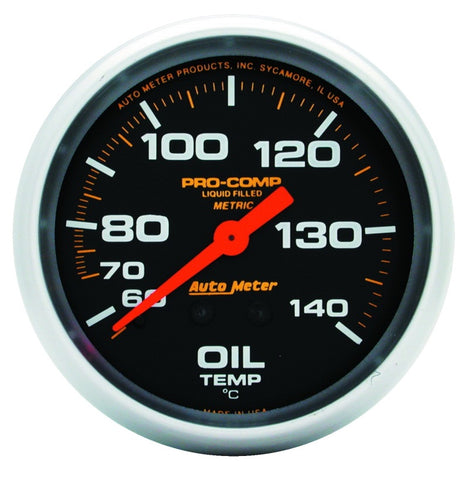 Autometer Liquid Filled Mechanical 66.7mm 140-280 deg F Oil Termperature Gauge Includes 6 ft Tubing - 5441