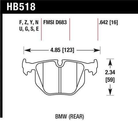 Hawk 01-06 BMW 330 / 97-01 740I / 96-01 750IL / 03-06 BMW M3 / 00-03 M5 / 00-06 X5 / 06-08 Z4 / 03-0 - HB518Z.642