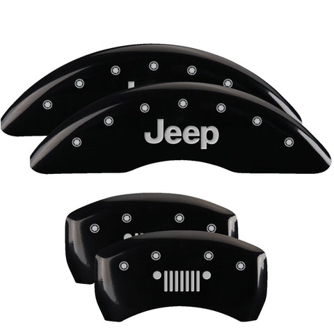 MGP 4 Caliper Covers Engraved Front & Rear MOPAR Black finish silver ch - 42003SMOPBK