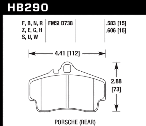Hawk 98-08 Porsche 911 Rear ER-1 Brake Pad Set - HB290D.583