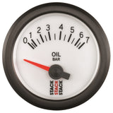 Autometer Stack 52mm 0-7 Bar M10 Male Electric Oil Pressure Gauge - White - ST3251