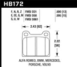 Hawk 69-77 Porsche 911 Blue 42 Front/Rear Brake Pads - HB172EE.595