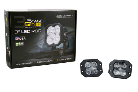 Diode Dynamics SS3 LED Pod Sport - White SAE Fog Flush (Pair) - DD6202P