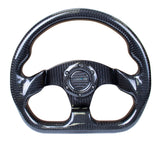 NRG Carbon Fiber Steering Wheel (320mm) Flat Bottom w/Shiny Black Carbon - ST-009CF/BK