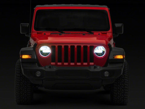Raxiom 18-23 Jeep Wrangler JL Axial Series 9-In LED Headlights- Blk Housing (Clear Lens) - J164371