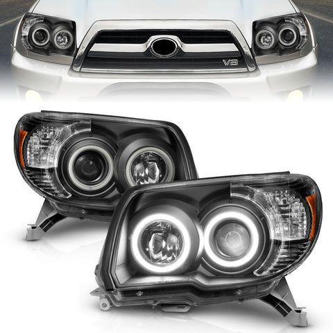 ANZO 2006-2009 Toyota 4Runner Projector Headlights w/ Halo Black - 111320