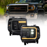 Form Lighting 2014+ GMC Sierra 1500/2500/3500 LED Projector Headlights Amber DRL (Pair) - FL0023
