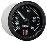 Autometer 52mm Stack Instruments -30INHG to +30PSI Mechanical Boost Gauge - Black - ST3112
