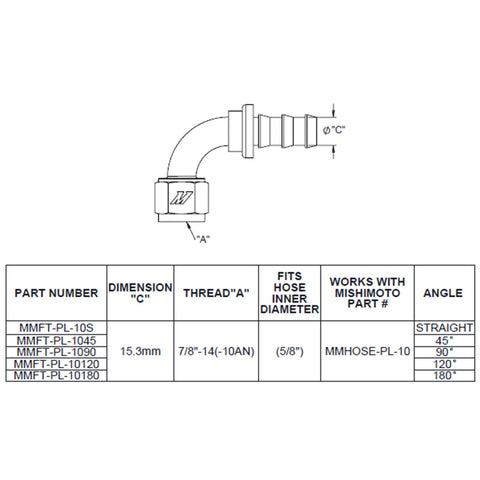 Mishimoto 180-Degree Push Lock Fitting -10AN - MMFT-PL-10180