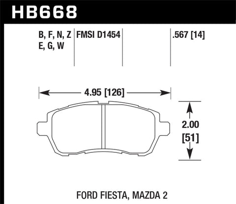 Hawk 2011-2014 Ford Fiesta S Sedan HPS 5.0 Front Brake Pads - HB668B.567