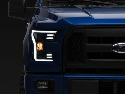 Raxiom 15-17 Ford F-150 G3 Projector Headlights w/ LED Accent- Blk Housing (Clear Lens) - T542837