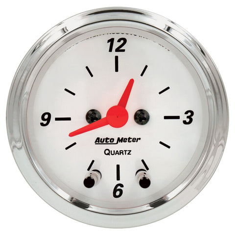Autometer Arctic White 2-1/6in 12 Hour Analog Clock Gauge - 1385