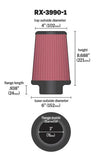 K&N Filter Universal X Stream Clamp-On 4in Top OD x 6in Base OD x 8.688in H x 3in Flange ID - RX-3990-1