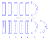 King Ford V8 4.6L/5.4L SOHC Coated (Size .026) Crankshaft Main Bearings (Set of 5) - MB5280XPC.026