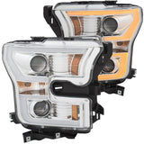 ANZO 2015-2017 Ford F-150 Projector Headlights w/ Plank Style Switchback Chrome w/ Amber - 111358