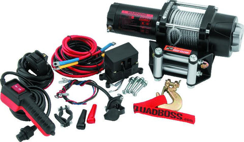 QuadBoss Winch Kit - 39ft x 7/32in Cable - 3.5hp - Roller Fairlead - Wired Remote - 3500lb - 608702